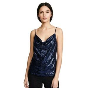 Orchid Haze | Sequin Spaghetti Strap | Club Party Top | Women's Size Small Blue